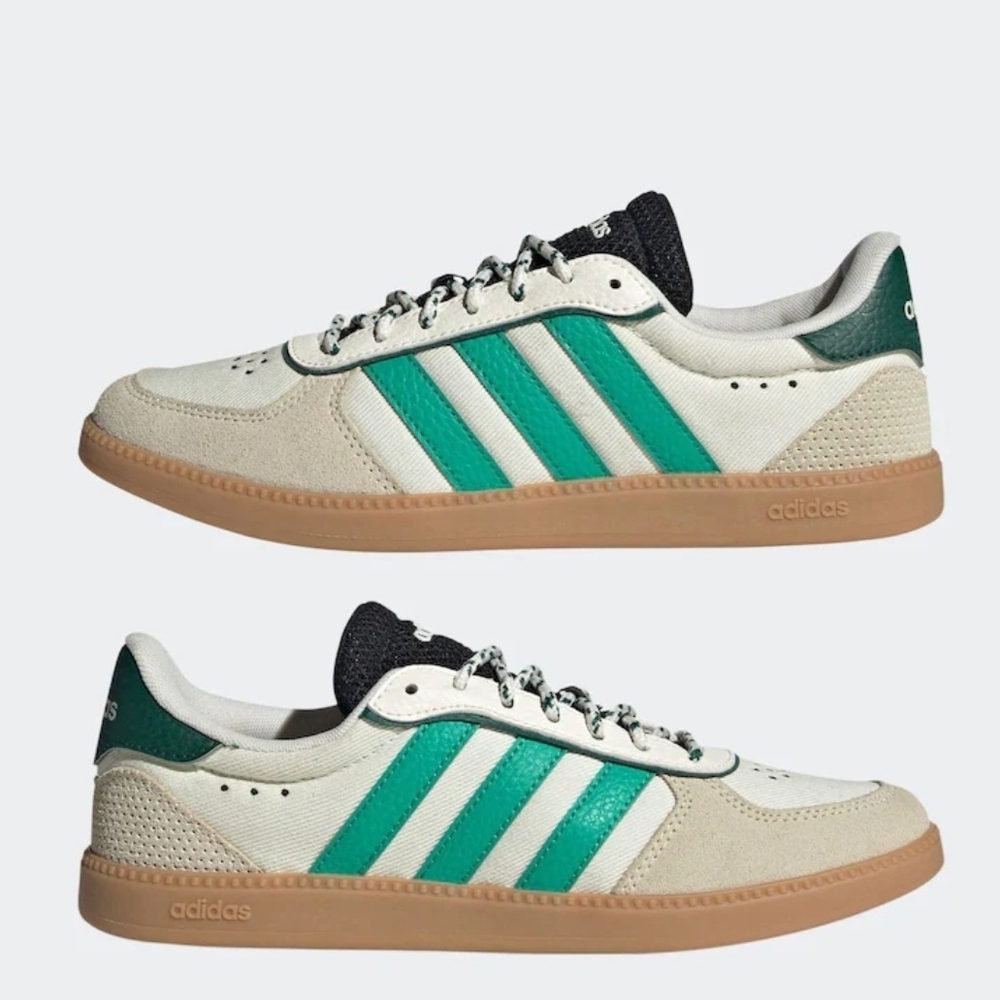 adidas Women’s White Green Gum Leather Casual Sneakers